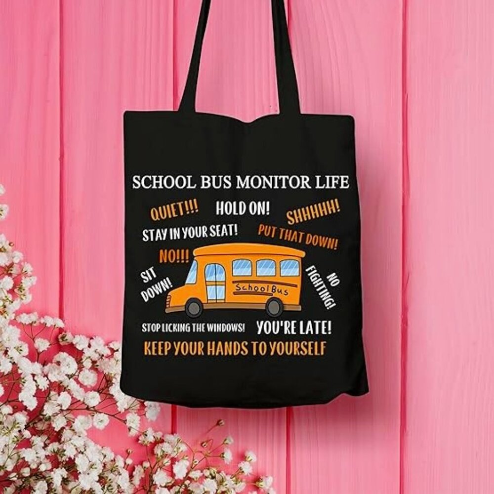 School Bus Monitor Tote Bag School Bus Driver Appreciation Gifts Grocery Bag